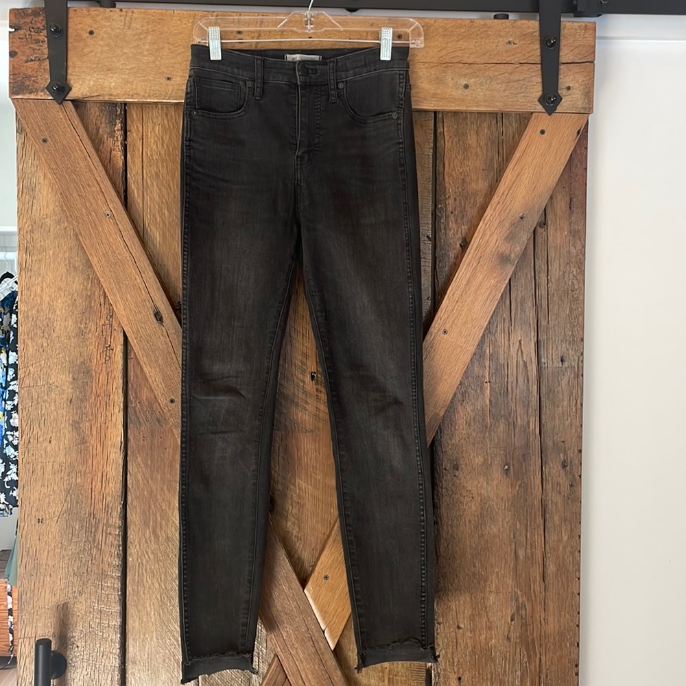 Madewell Size 26 Black/Charcoal Grey 10” High-Rise Skinny Jeans
